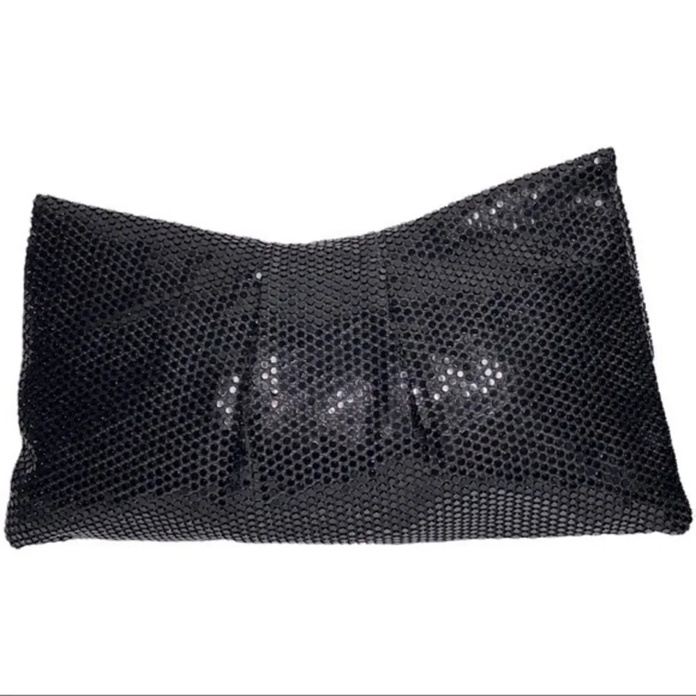 Lumured Vintage Black Beaded Sequin Mesh Envelope Carry Evening Clutch